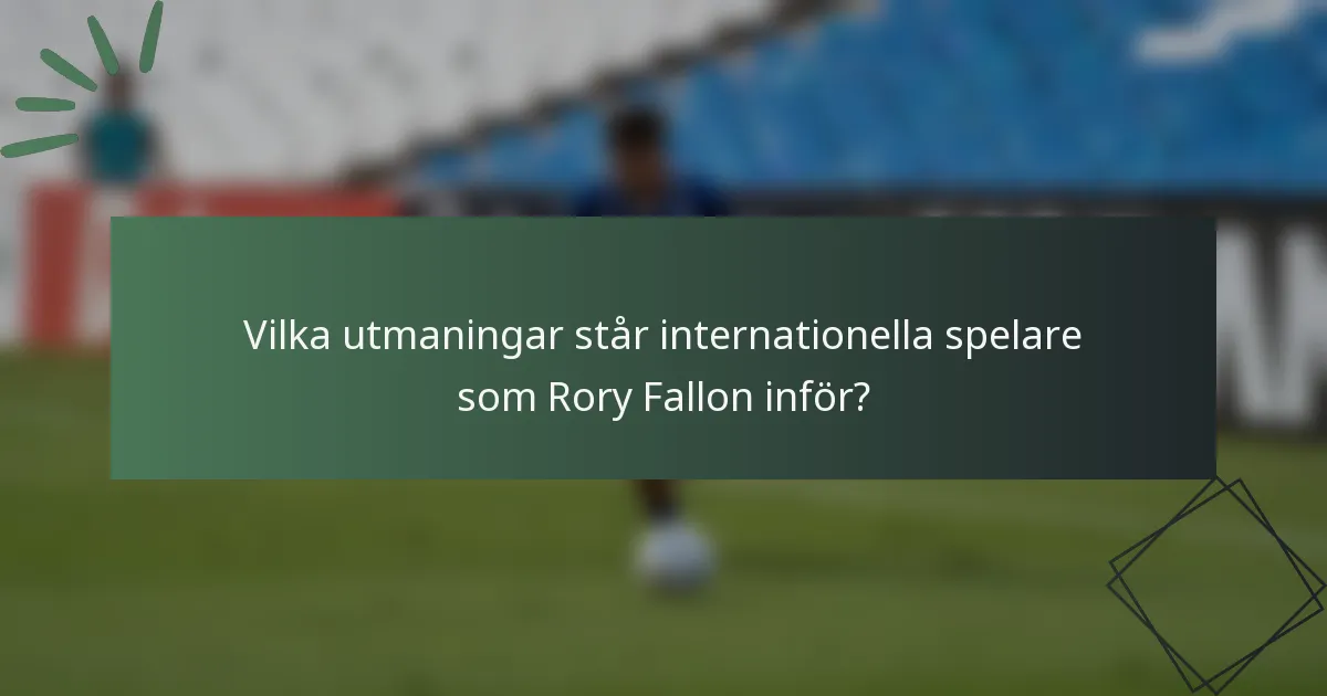 Vilka utmaningar står internationella spelare som Rory Fallon inför?